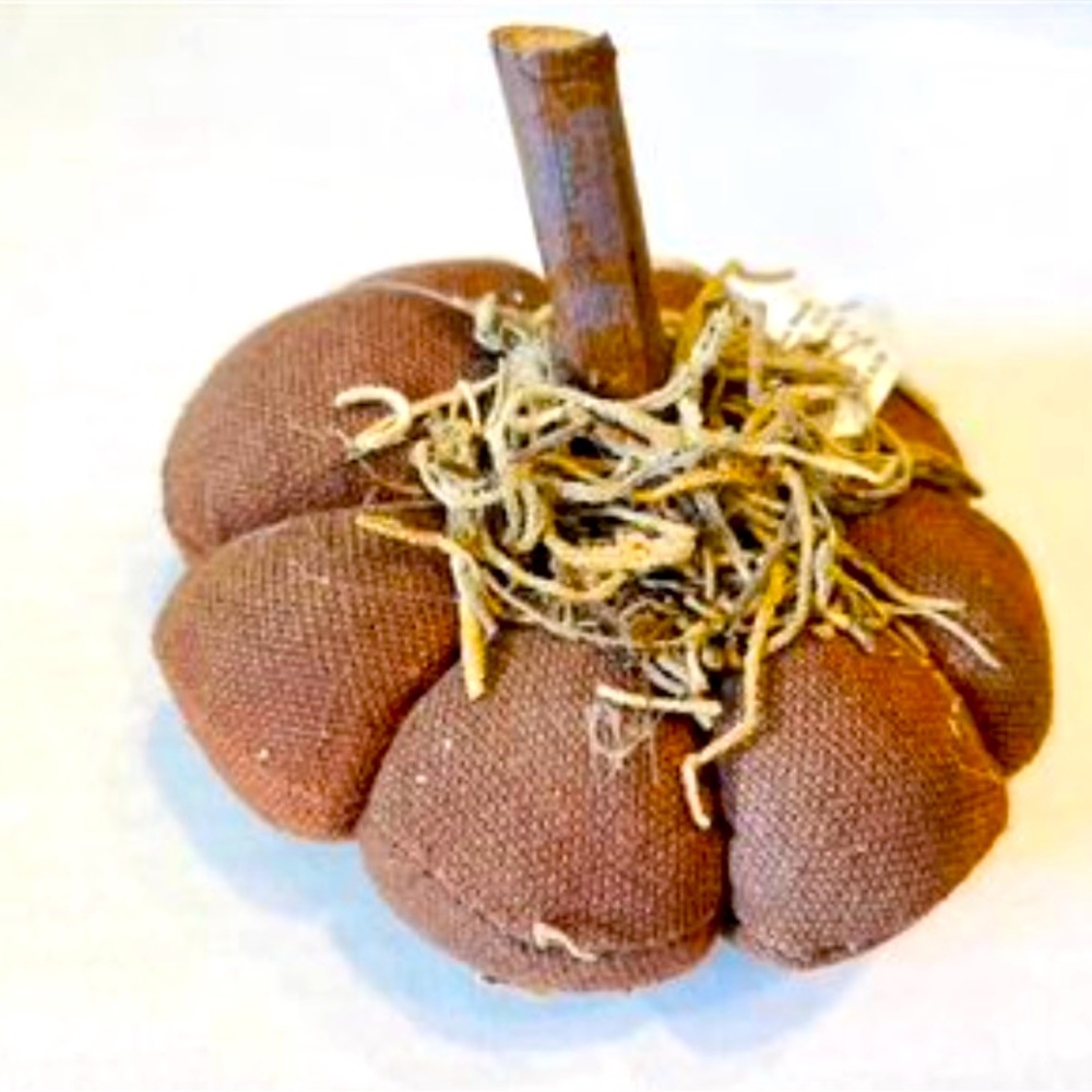 *Primitive Stuffed Fabric Pumpkin, 2.5”
